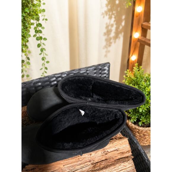 Rainbow Australia Black Shearling Winter Boots Mid Calf Cozy Suede Fur Lined main image 10